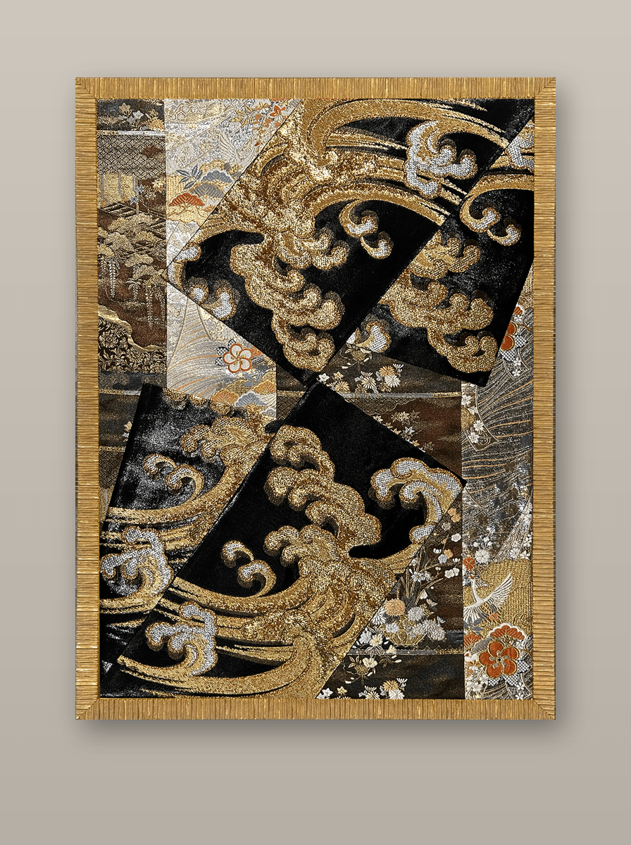 Koto collection gold-thread obi artwork No.02, framed (Other)