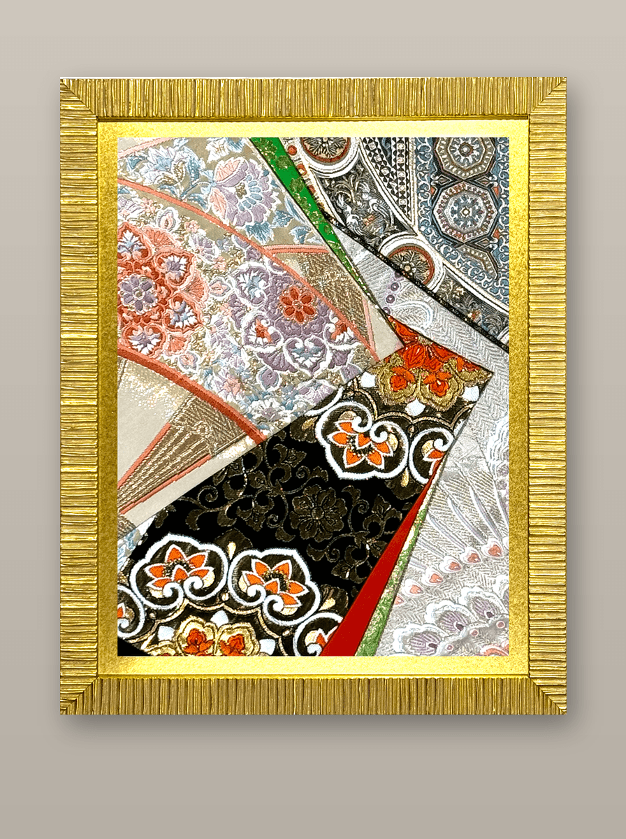 Shōsō-in collection gold-thread obi artwork No.06, framed (Small)