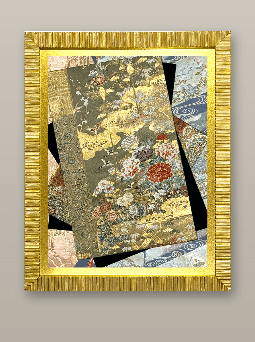 Botanical collection gold-thread obi artwork No.09, framed (Large)