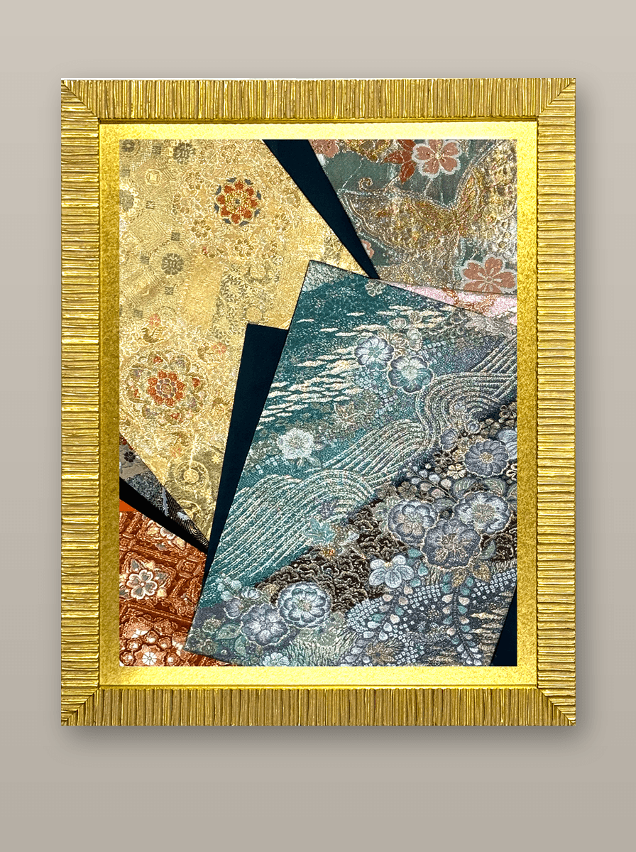 Botanical collection gold-thread obi artwork No.11, framed (Large)
