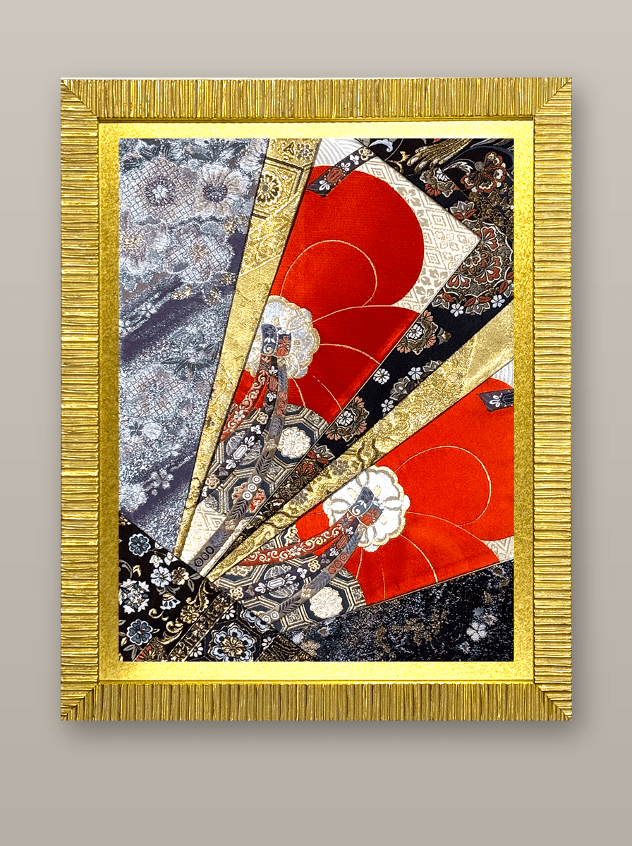 Botanical collection gold-thread obi artwork No.12, framed (Medium)