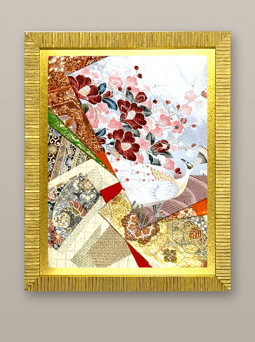 Botanical collection gold-thread obi artwork No.20, framed (Small)