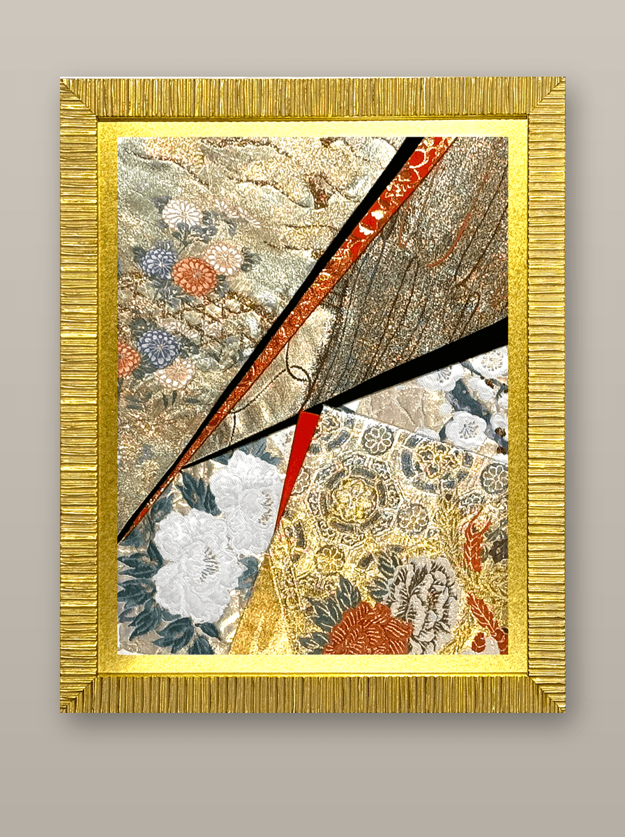 Botanical collection gold-thread obi artwork No.23, framed (Small)
