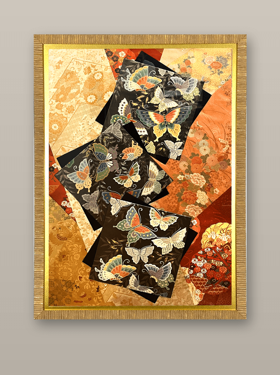 Butterfly collection gold-thread obi artwork No.01, framed (Extra Large)