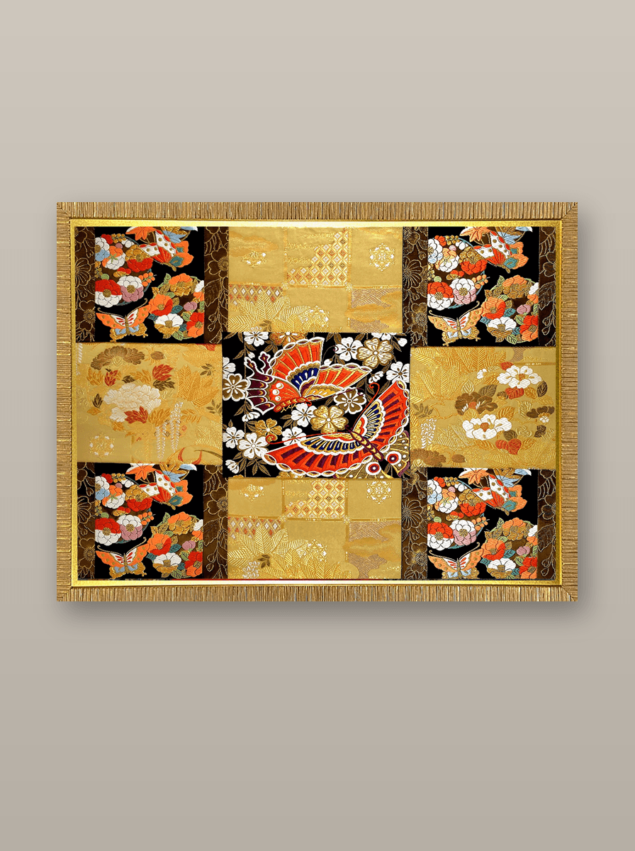 Butterfly collection gold-thread obi artwork No.09, framed (Other)
