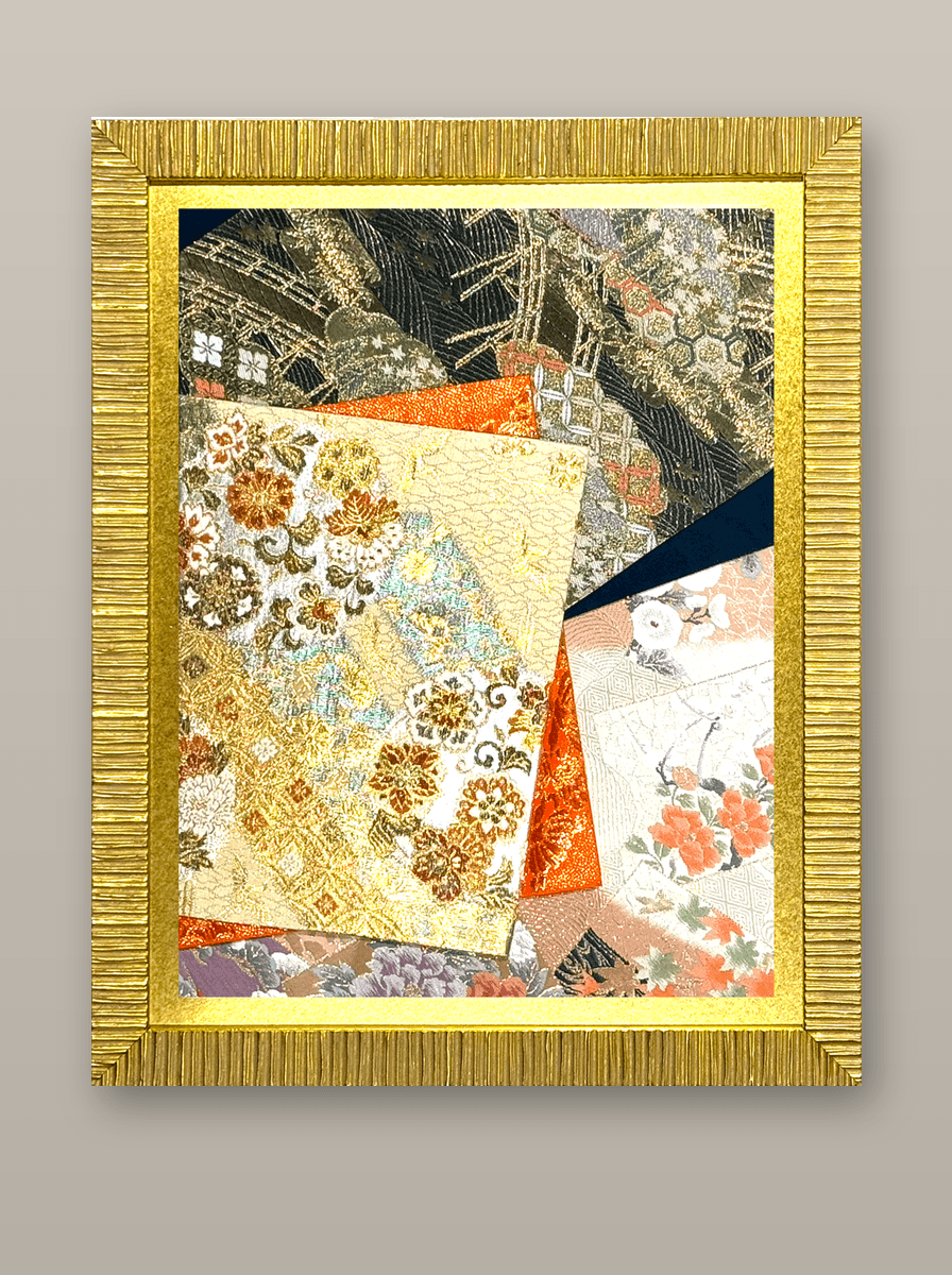 Koto collection gold-thread obi artwork No.09, framed (Medium)